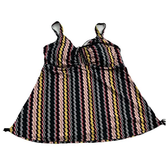 Hanna Nikole Swim Top Tankini 18 W Geometric Stripe Beach Plus Size Colorful - Picture 1 of 11